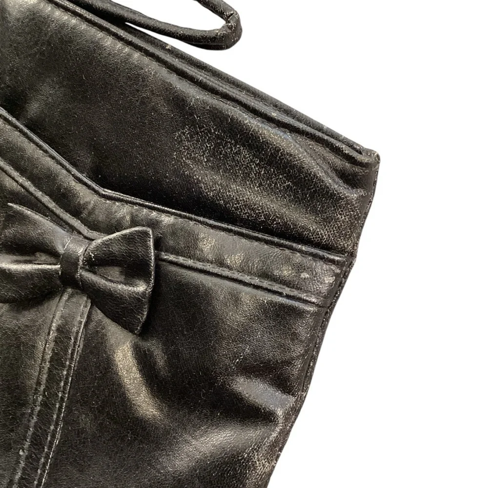 Vintage Soft Supple Leather Clutch Wristlet with‎ Bow